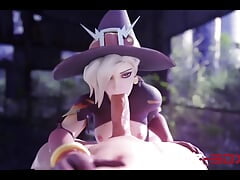 Witch Mercy Sensually Gobbles Massive Cock