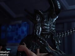 The Big-Tit Babe Version of the Alien Rides Cowgirl Until She Cums