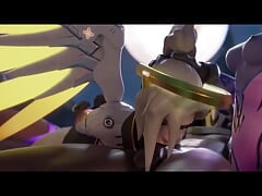 Widowmaker Helps Mercy Take Talon's Huge Cock Down Her Throat