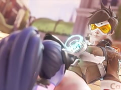 Widowmaker Makes Sexy Eye Contact While Eating Tracer's Pussy