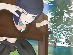 Yelan Gets Stuck in a Pillory and Gets Fingered by a Hilichurl