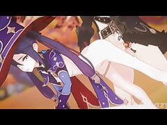 Mona from Genshin Impact Bent Over a Boulder and Fucked Doggy Style