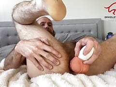 Daddy fucks himself with an electric thrusting dildo