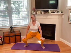 Dani D Mature Yoga Stretch #3 (Yellow Leggings And Pink Toe Nails)