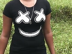 Stepmom enjoying boobs massage In jungle