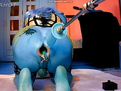 Hot blue Skin Avatar anal training