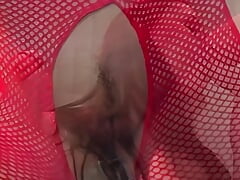 Sexy brunette Milf Katja Kassin gets fucked wearing red french cut pantyhose