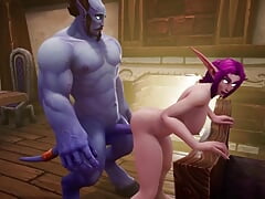 Blue Man with Elf - Warcraft Porn Parody