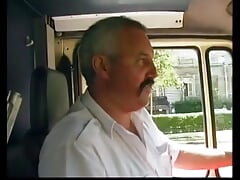Slutty nurse in sexy white uniform fixes a broken cock in the ambulance van