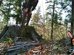 Beautiful milf mom takes outside with leashed butplug in her ass to take piss like a dog HUMILIATION