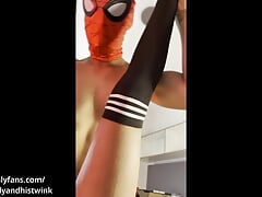 Spiderman hunk fucks cute twink