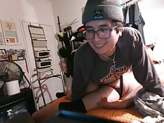 Nerdy Disabled Boy & Daddy Sneak Away from Family Dinner to Fuck