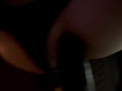 Giving Ass to Big Black Dildo while Parents were near by