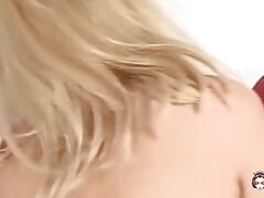 Blonde Asian Babe Enjoys Receiving Hardcore Anal with a Big Cock While Stroking Her Cunt