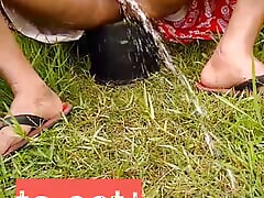 peesing in paddy fields