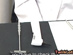Real Latin twink in doctor uniform fingers ass in infirmary