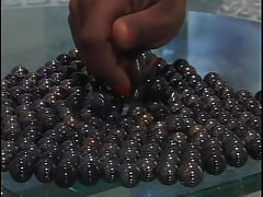 Impressive ebony babe with great curves deepthroats a large cock and gets fucked in bed