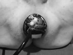 I put a deflated ball up my ass and inflate it to a diameter of 15 centimeters. I shoot it out of my ass. That's the trick.
