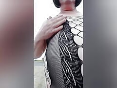 Sheer and sexy dress in public